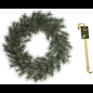 Groene kerstkrans 60 cm Malmo met gouden hanger - Kerstversiering/kerstdecoratie kransen