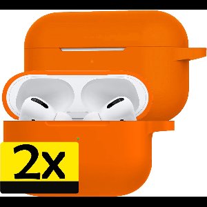 Hoesje Geschikt voor Airpods Pro Hoesje Siliconen Case - Hoes Geschikt voor Apple Airpods Pro Case Hoesje - Oranje - 2 Stuks