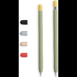 Doodroo Skin voor Apple Pencil (1e/2e gen) met 5 gekleurde doppen - Groen - Siliconen Beschermfolie met Grip