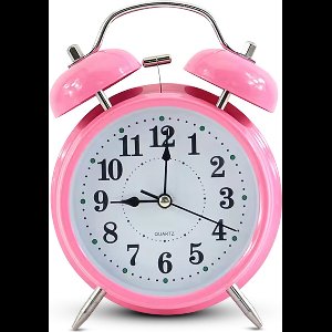 IvoQ Roze Wekker - Dubbele Bel - Retro Stijl - Moderne Functionaliteit