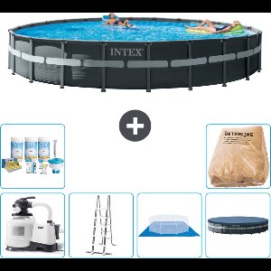 Intex Rond Ultra XTR Frame Zwembad - 732 x 132 cm - Inclusief Pomp - Ladder - Grondzeil - Afdekzeil Onderhoudspakket - Filterzand