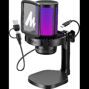 Maono DGM20 - USB RGB Streaming Microfoon met Ruisonderdrukking - Gaming - Podcast - Geschikt voor PS5 / PS4 / PC / Windows / iPhone / Android - Touch Mute Knop - Popfilter