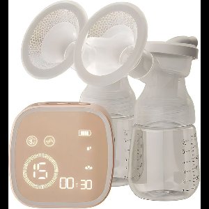 Fuegobird dubbele borstkolf - draadloze dubbele elektrische borstkolf - 100% BPA-vrij - oplaadbare batterij - inclusief 2x180ml babyflessen - Rosé goud
