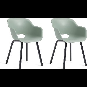 Keter Noa Tuinstoel - 2 stuks - 55x56,5x80cm - metalen frame - Vintage Green