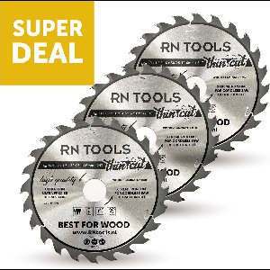 Superdeal - RNtools Cirkelzaagblad - Best for Wood - THIN CUT - Ø 190 x 30 mm - 24 tanden - 3 STUKS Zaagblad