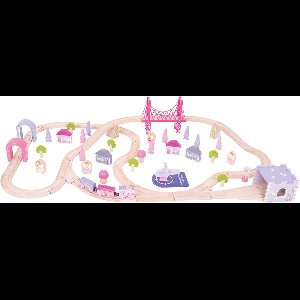 Houten Treinset Stad - Roze