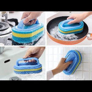 Multifunctionele sponsborstel met handvat - duurzaam - musthave voor in huis - flexibele borstelkop - anti schimmel - ergonomisch - milieuvriendelijk - schoonmaakspons - spons - huishoudelijke schoonmaak