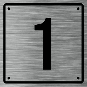 Huisnummerbord 1 - Incl. Schroeven en Pluggen – Acrylaat - 10 x 10 cm - RVS met Zwart