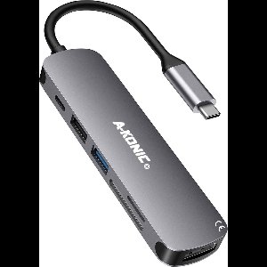 A-KONIC USB C HUB 6 in 1 - met / naar HDMI 4K, 2x USB 3.0 (thunderbolt), USB C opladen, Micro/SD card reader Hub – USB Splitter - Geschikt voor Apple Macbook Pro / Air, Lenovo, Samsung - Spacegrijs