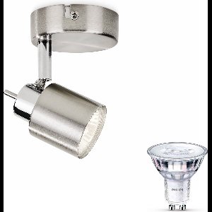 Philips Meranti Opbouwspot (Mat Chroom) - Warmwit Licht - Wandspot of Plafondspot met 1 Lichtpunt - GU10 - SceneSwitch - Eenvoudig Dimbaar met Je Klassieke Schakelaar