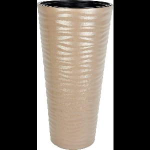 Lange Hoge bloempot Rond taupe Vaas 57cm Hoog plantenbak binnen buiten beige sierpot