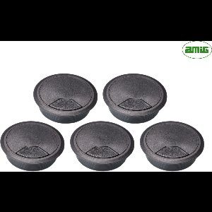 AMIG Zwarte Kabeldoorvoer 80mm - Set van 5 Grote Verstelbare Kabeldoorvoeren - Professioneel Bureaugat Kabelmanagement