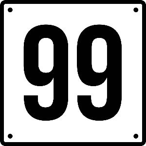 Huisnummerbord 99 - Incl. Schroeven en Pluggen – Acrylaat - 10 x 10 cm - Wit met Zwart