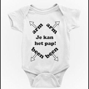Passie voor stickers Baby rompertjes met tekst: Arm been je kan het pap  62/68