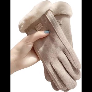 Touchscreen Handschoenen Winter Dames - Suède Pluche - Warme Handschoenen - Fleece - Dames Wanten Volwassen - 1 Paar - Dik Gevoerd - Koffie Kleur - One Size - Wanten - Vrouwen Handschoenen - Bont Rand