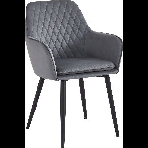 Colenis® - Laura Eetkamerstoel - Set Van 6 - Grijs - Velvet - Design - Industrieel - Met armleuning