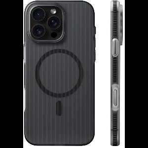 Qost Telefoonhoesje Geschikt voor iPhone 15 Plus - Geschikt voor MagSafe - Gegolfd Design - Mat Zwart Transparant