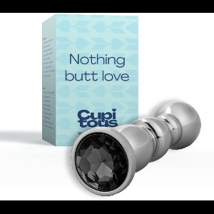 Cupitoys® Metalen buttplug - Zilver - Diamant zwart - Bullet - Sex toys voor vrouwen - Sex toys voor mannen - Buttplugs