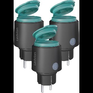 Ledvion - 3x Smart Buitenstekker - 50m Bereik - WiFi Stopcontact Incl. Ingebouwde WiFi Energiemeter - IP44 - Stembediening/ Calex Smart App