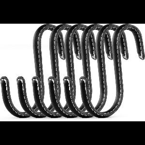 Brute Strength - Leren S-haken - Zwart - 6 stuks - Kledinghaak – Leer - kapstokhaak - Ophanghaken – handdoekhaakjes