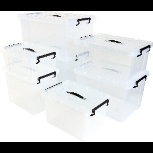 Alpac Opbergboxen - Kunststof - 14, 20, 28, 35, 48, 65 en 85 Liter - Transparant - Set van 7