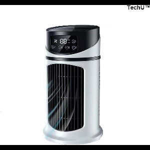 TechU™ Mini Airco 3 in 1 – Koelen, Blazen, Lucht Bevochtigen – Draagbare Luchtkoeler Koelventilator – 6 Wind Snelheden – Met Timing – USB Airconditioner – Wit
