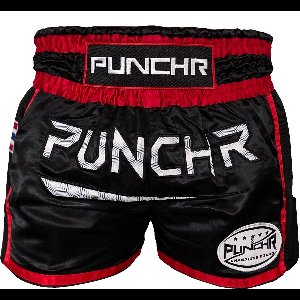 PunchR™ Muay Thai Short Super Mesh Zwart Rood - XXXL