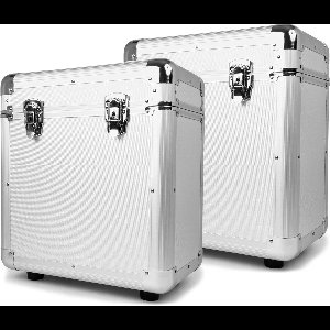 Platenkoffer - Set van 2 Power Dynamics RC80 platenkoffers voor 120 stuks 12 platen - Zilver