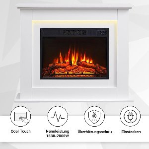 Frida Luxe Elektrische Haard 2000W met Verwarming, 3D Realistisch Vlameffect, LED Sfeerverlichting, Timer & Thermostaat, Afstandsbediening, Oververhittingsbeveiliging – Vrijstaand – Wit – Medahome