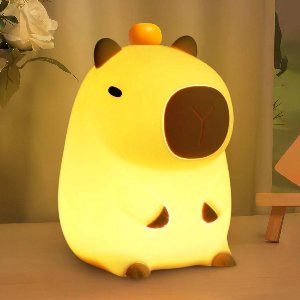Kraftverdia Capybara Lamp - Capibara - Nachtlampje voor Kinderen & Baby - Siliconen - Lampje Slaapkamer - Knijplampje - Touch lamp - kraamcadeau - babyshower - bang in het donker - baby cadeau - Melamine & BPA-vrij - Geboorte Cadeau - nachtlampje
