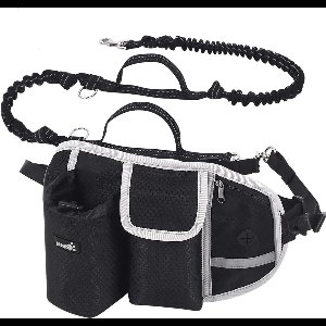 Stunq® Hondenlijn met buikriem, jogginglijn, hondenloopgordel voor grote en middelgrote honden, hondenlijn met riemtas, elastische looplijn voor honden, hondenriem voor hardlopen, joggen