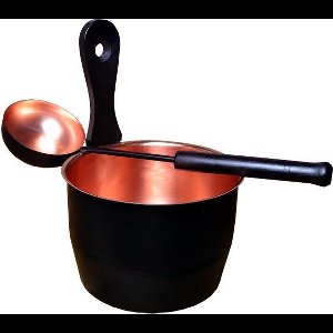 Saunia - Sauna emmer en lepel zwart gecoat koper