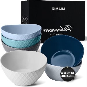 6 x 800 ml - Moderne matte kommen - Grote ontbijtkommen set - Palmanova collectie (Blauw) Bamboo bowl