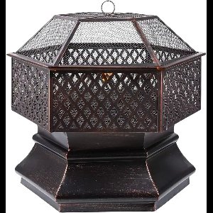 Tuinbarbecue - Vuurkorf - Vuurschaal - Terrashaard - Rookbarbecue - Voor Buiten BBQ - Stalen Kopsapparaat met Brandvertragende Gaasafdekking - Rookbarbecue - 66 cm