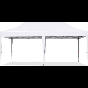 Partytent met zijwanden - 300x600cm - Opvouwbaar - Wit - Easy up - Paviljoen - Waterdicht weerbestendig - In hoogte verstelbaar