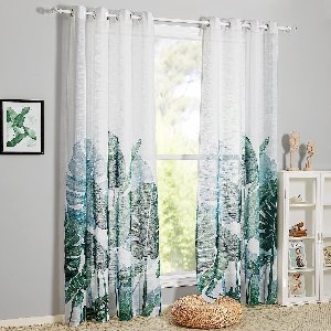 Woonkamergordijnen, modern, set van 2, H 240 x B 132 cm, voile gordijnen, wit, linnen look, transparant, balkondeur, gordijn met patroon, gordijn met ogen, half-transparant