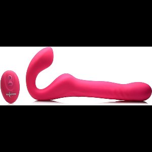 XR Brands - Mighty-Thrust - Thrusting and Vibrating Strapless Strap-On with Remote Control
