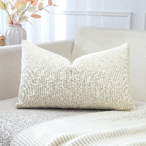 JGS ® Moderne Sierkussensloop van Bouclé Stof voor Huisdecoratie in Crèmebeige, 40 x 60 cm