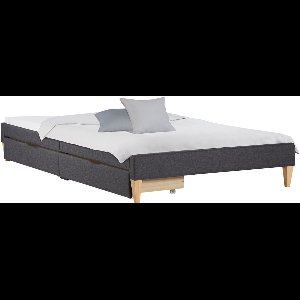 Homestyle4u Tweepersoonsbed - 140x200 cm - Gestoffeerd bed - met 2 bedbakken - Grijs