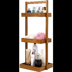 Azomor® Vrijstaande houten opbergrek met drie niveaus voor badkamer en keuken