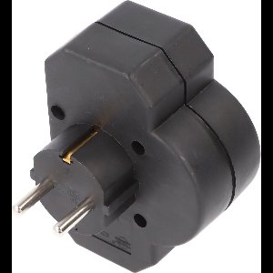 Multistekker 2x Euro en 1x beveiligingscontact zwart met schakelaar