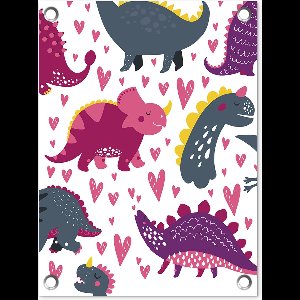 Tuin decoratie Dino - Hart - Patronen - Roze - Meisjes - Dinosaurus - 30x40 cm - Tuindoek - Buitenposter
