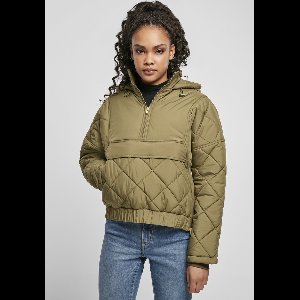 Urban Classics - Oversized Diamond Quilted Pullover Jas - XL - Groen