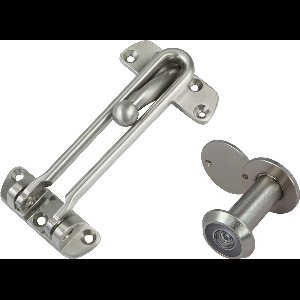 AMIG deurbeveiliging set - kierstandhouder met deurspion - mat zilver - deurdikte 35 tot 60mm