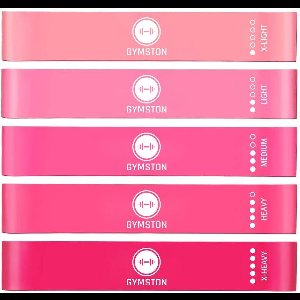 Gymston - Weerstandsbanden Set - 5 stuks - Incl. Draagtas en E-Book & Handleiding - Roze