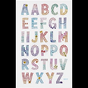 Diamond stickers, alfabet, vel 10x16 cm, 1 vel