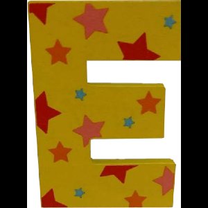 Decoratieletter - E - Hout - 7cm - Geel