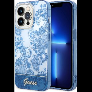 Guess Toile de Jouy Back Case - Geschikt voor Apple iPhone 14 Pro Max (6.7") - Blauw