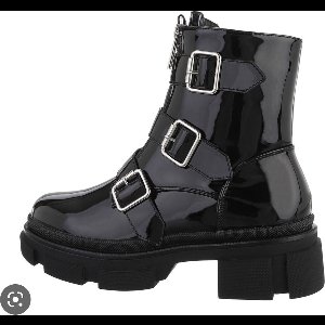 Shoekueen Dames Laarzen Zwart Lak Gespen 37