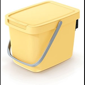 Keden GFT aanrecht afvalbak - geel - 6L - afsluitbaar - 20 x 26 x 20 cm - klepje/hengsel - kleine prullenbakken - afval scheiden